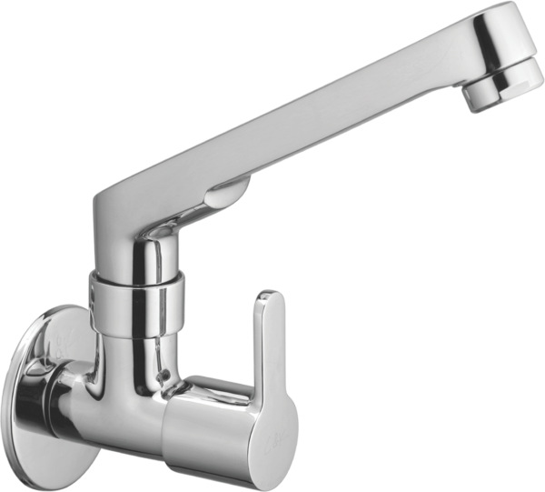 Sink Cock Wall Mounted With Casted Swinging Spout